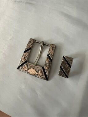 Sterling silver and 10k Rose Gold Buckle Set
